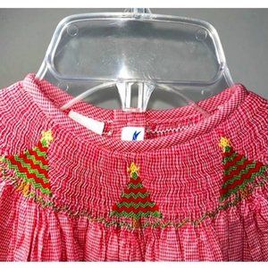 Charming Christmas Tree Smocked Dress Sz 5T